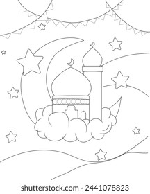 Eid Mubarak  coloring page for kids adults  and everyone