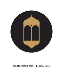 eid mubarak concept, arabic lantern icon over white background, block style, vector illustration
