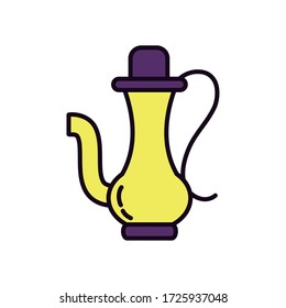 EID mubarak concept, arabic tea jug icon over white background, line and fill style, vector illustration