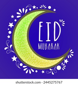 Eid Mubarak Concept with Crescent Moon