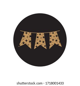 eid mubarak concept, decorative pennants with stars design over white background, block style, vector illustration