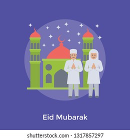 Eid mubarak concept in a flat icon design 