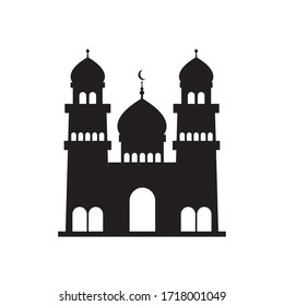 eid mubarak concept, islamic mosque icon over white background, line style, vector illustration