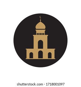 eid mubarak concept, islamic mosque over white background, block style, vector illustration