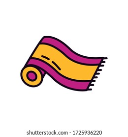concepto de EID mubarak, icono de alfombra de oración sobre fondo blanco, estilo de línea y relleno, ilustración vectorial