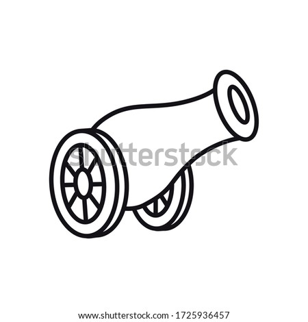 Eid mubarak concept, ramadan canon icon over white background, line style, vector illustration