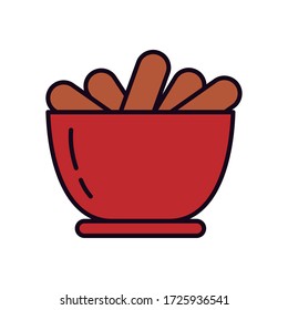 EID mubarak concept, ramadan iftar icon over white background, line and fill style, vector illustration