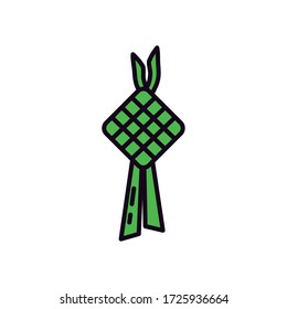 concepto EID mubarak, icono ramadan ketutap sobre fondo blanco, estilo de línea y relleno, ilustración vectorial
