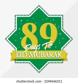 Eid Mubarak count down day 89. With the star icon for waiting kareem month on the occasion, happy eid mubarak, Eid Al Fitr.