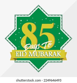 Eid Mubarak count down day 85. With the star icon for waiting kareem month on the occasion, happy eid mubarak, Eid Al Fitr.