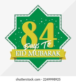 El recuento de Eid Mubarak es el día 84. Con el icono de la estrella por esperar el mes kareem en la ocasión, feliz eid mubarak, Eid Al Fitr.