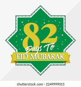 Eid Mubarak count down day 82. With the star icon for waiting kareem month on the occasion, happy eid mubarak, Eid Al Fitr.