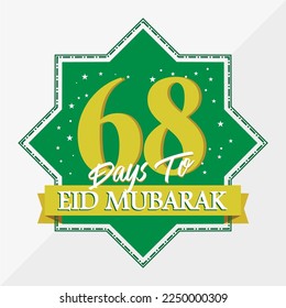 Eid Mubarak count down day 68. With the star icon for waiting kareem month on the occasion, happy eid mubarak, Eid Al Fitr.