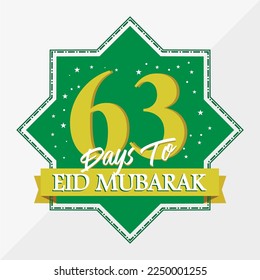 Eid Mubarak count down day 63. With the star icon for waiting kareem month on the occasion, happy eid mubarak, Eid Al Fitr.