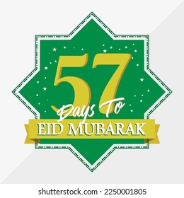 Eid Mubarak count down day 57. With the star icon for waiting kareem month on the occasion, happy eid mubarak, Eid Al Fitr.