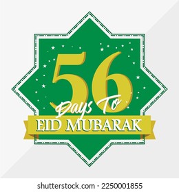 Eid Mubarak count down day 56. With the star icon for waiting kareem month on the occasion, happy eid mubarak, Eid Al Fitr.