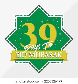 Eid Mubarak count down day 39. With the star icon for waiting kareem month on the occasion, happy eid mubarak, Eid Al Fitr.