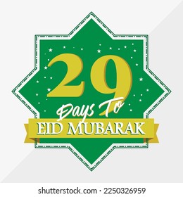 Eid Mubarak count down day 29. With the star icon for waiting kareem month on the occasion, happy eid mubarak, Eid Al Fitr.