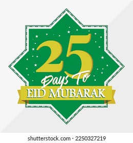 Eid Mubarak count down day 25. With the star icon for waiting kareem month on the occasion, happy eid mubarak, Eid Al Fitr.