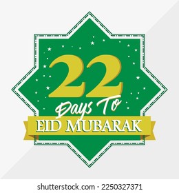 Eid Mubarak count down day 22. With the star icon for waiting kareem month on the occasion, happy eid mubarak, Eid Al Fitr.