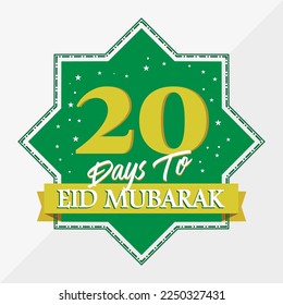 Eid Mubarak count down day 20. With the star icon for waiting kareem month on the occasion, happy eid mubarak, Eid Al Fitr.
