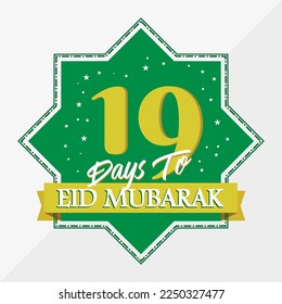 Eid Mubarak count down day 19. With the star icon for waiting kareem month on the occasion, happy eid mubarak, Eid Al Fitr.