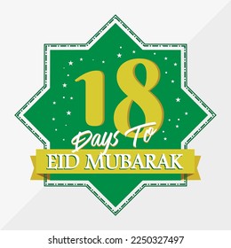 Eid Mubarak count down day 18. With the star icon for waiting kareem month on the occasion, happy eid mubarak, Eid Al Fitr.