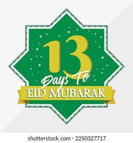 Eid Mubarak count down day 13. With the star icon for waiting kareem month on the occasion, happy eid mubarak, Eid Al Fitr.