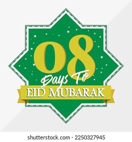 Eid Mubarak count down day 08. With the star icon for waiting kareem month on the occasion, happy eid mubarak, Eid Al Fitr.