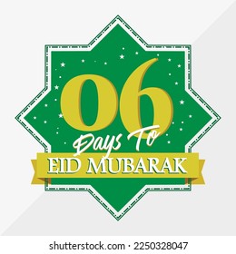 Eid Mubarak count down day 06. With the star icon for waiting kareem month on the occasion, happy eid mubarak, Eid Al Fitr.
