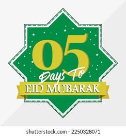 Eid Mubarak count down day 05. With the star icon for waiting kareem month on the occasion, happy eid mubarak, Eid Al Fitr.