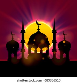 Eid Mubarak cover, Islamic beautiful design template, Ramadan Kareem poster. Vector illustration