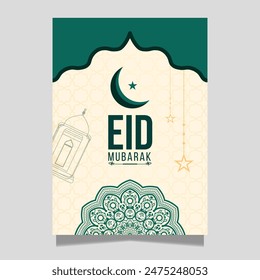 Eid Mubarak Creative Green flyer with mandala