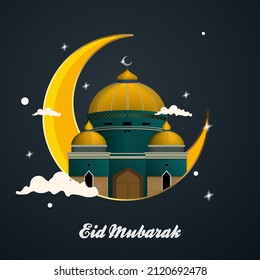 Eid mubarak crescent moon arabic ornament for islamic greeting banner