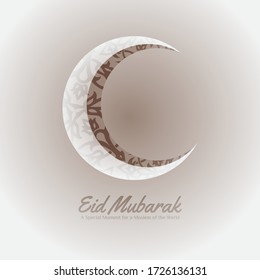 Eid Mubarak with Crescent moon symbol vector illustration.(English translate: Eid Mubarak-Blessed Holiday).vector illustration