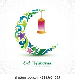 	
Eid mubarak with decorative moon islamic card illustration design