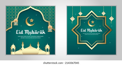 Colección de fondo de diseño de Eid Mubarak. Ilustración vectorial para tarjeta de saludo, afiche y banner