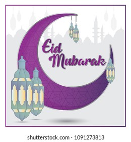 Eid Mubarak Design Background. Vector Illustration for greeting card, poster and banner.