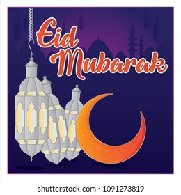 Eid Mubarak Design Background. Vector Illustration for greeting card, poster and banner.