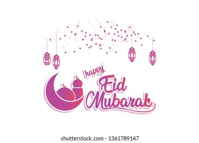 Eid Mubarak Design Background. Vector Illustration for greeting card, poster and banner