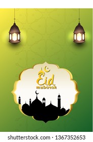 Eid Mubarak Design Background. Vector Illustration for greeting card, poster and banner. 