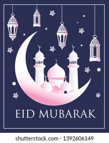 Eid Mubarak Design Background. Vector Illustration for greeting card, poster and banner. 