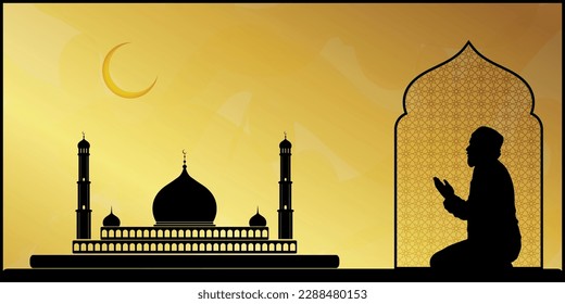 Eid Mubarak Design Background. Vector Illustration for greeting card, poster and banner.