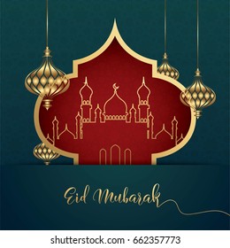 Eid Mubarak Design Background. Vector illustration for Greeting card, poster and banner
