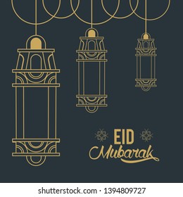 eid mubarak design with islamic lamps