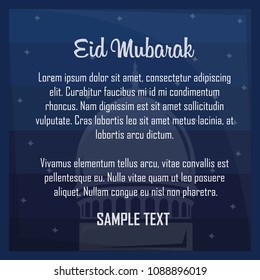 Eid Mubarak Design. Islamic Vector Background with Dummy Text