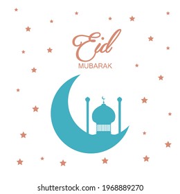 Eid Mubarak design moon and mosque