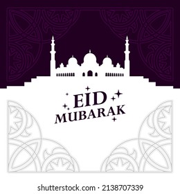 Eid mubarak design template for greeting card with ornament