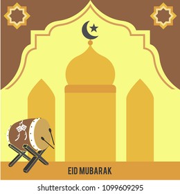 Eid Mubarak Design. Vector Illustration for greeting card, poster and banner.