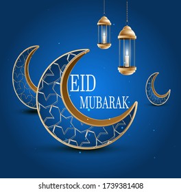 Eid Mubarak Design . Vector Illustration for greeting card, poster and banner.

